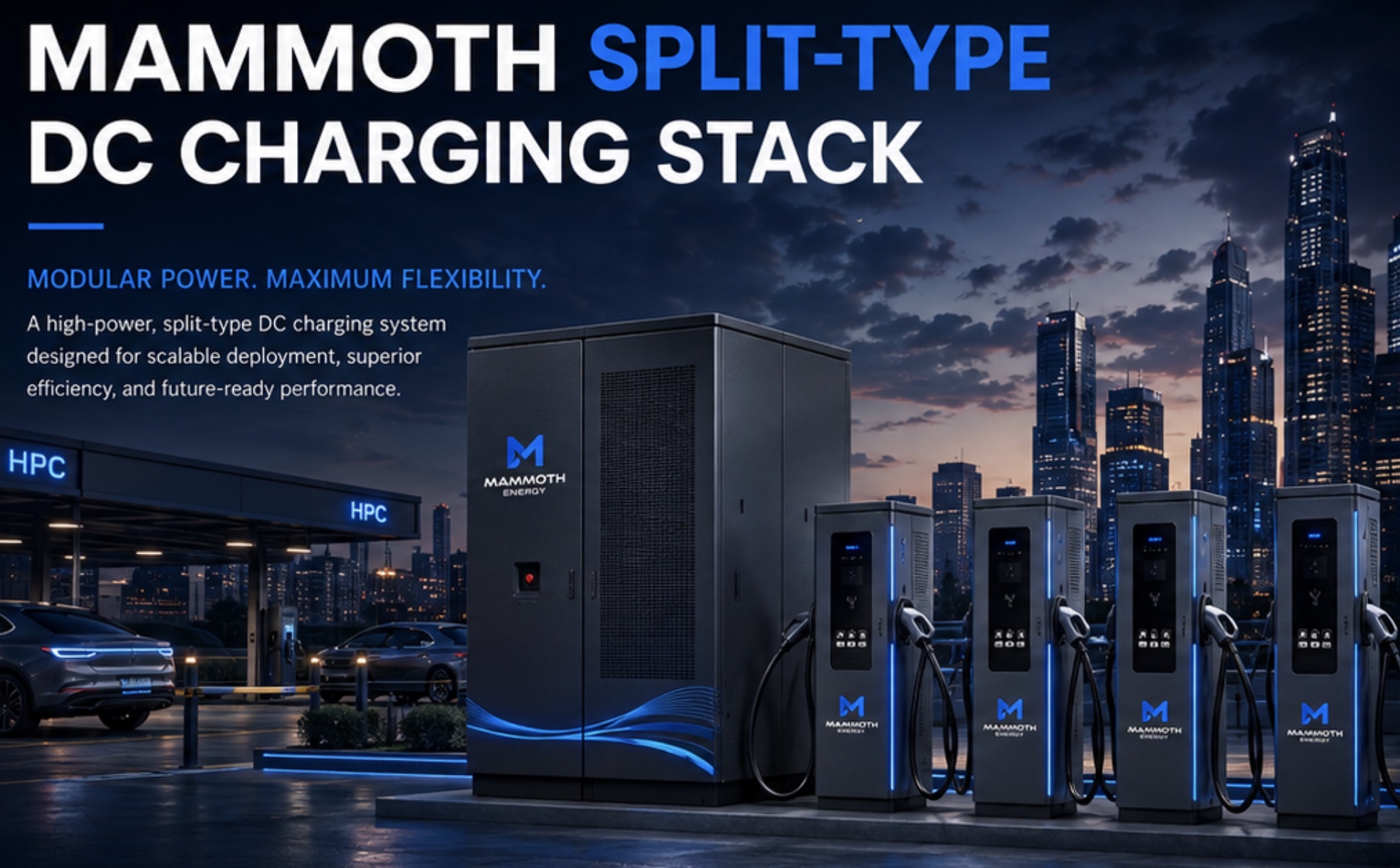 Mammoth Split-Type DC Charging Stack — Modular power. Maximum flexibility.
